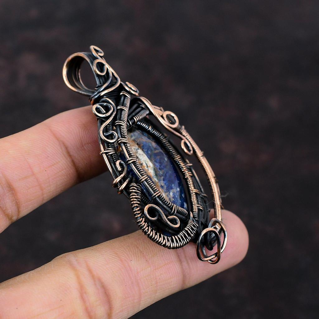 Sodalite Pendant Copper Wire Wrapped Pendant Natural Gemstone Pendant Sodalite Jewelry Amazing Pendant Handmade Copper Jewelry Wedding Gift