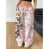 Women's Loose Fashion Casual Sports Wide-leg Pants Cartoon Cat Love Print Spring and Autumn Outdoor Long Sweatpants