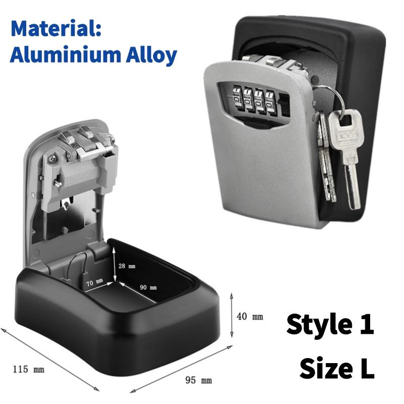 Wall Mount Key Safe Box Weatherproof Key Storage Secret Box Organizer 4 Digit Combination Password Security Code Lock Nokey Home