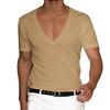 QICED Men's Fashion Casual Summer Spring V-Neck Short Sleeve Blouses & Shirts Casual Chic