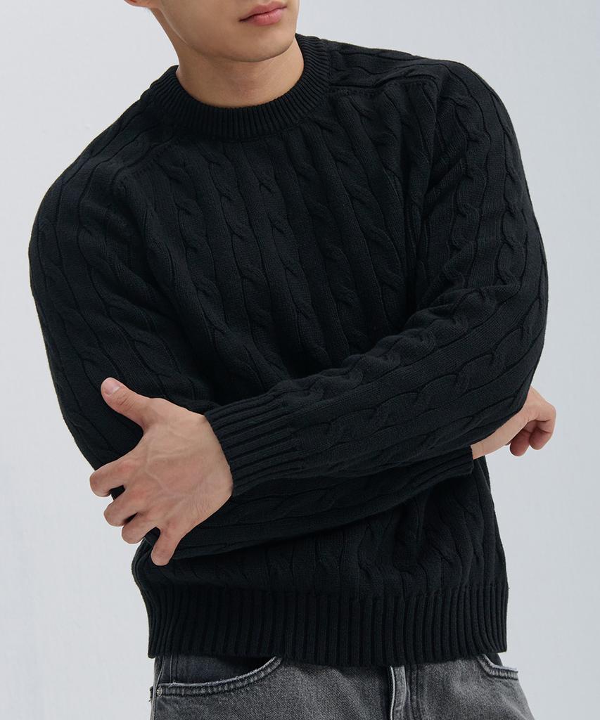 NINEZ Cable Crew Neck Muscle Knit (2 Colors)
