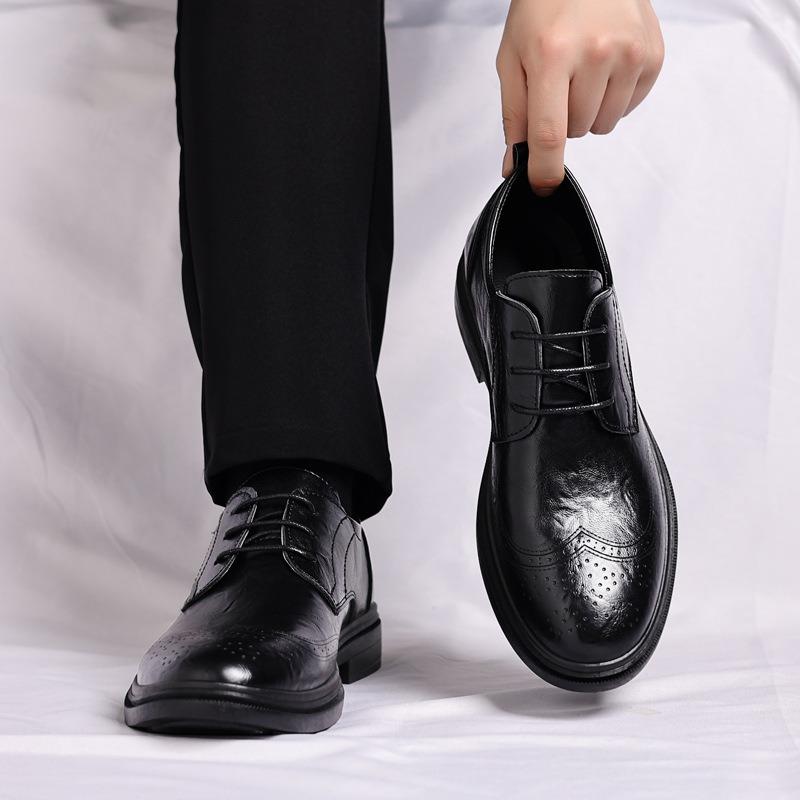 New men's shoes business casual British Brock leather shoes men's wedding shoes