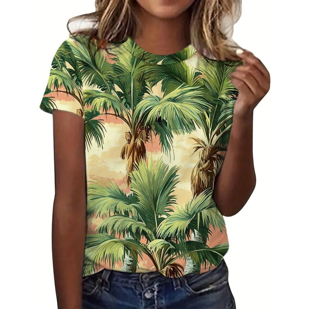 Ink Painting Floral T-Shirts Flower 3D Print Women Summer Short Sleeve Round Neck T Shirt Tees Harajuku Y2K Tops Female Clothing