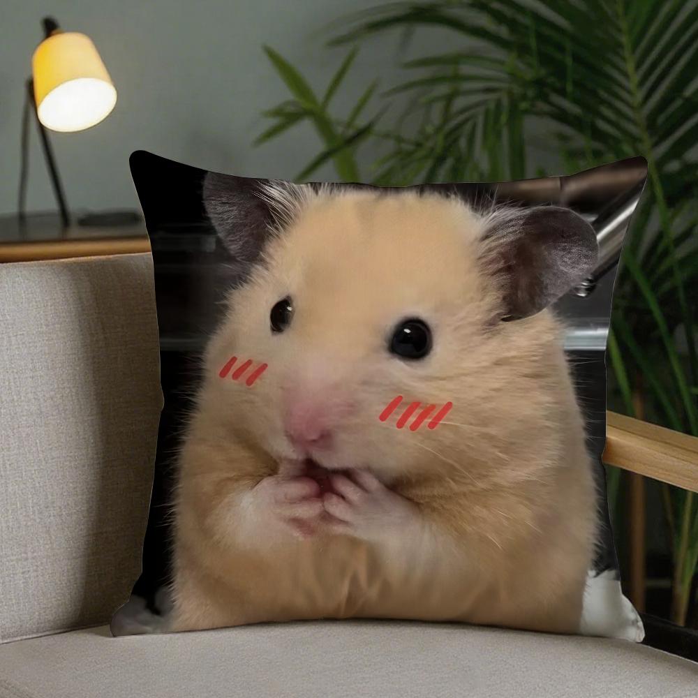 Cute Hamster Pillow Case Square DoubleSided Printing Sofa Cushion Cover Pillowcase Bedroom Bedside