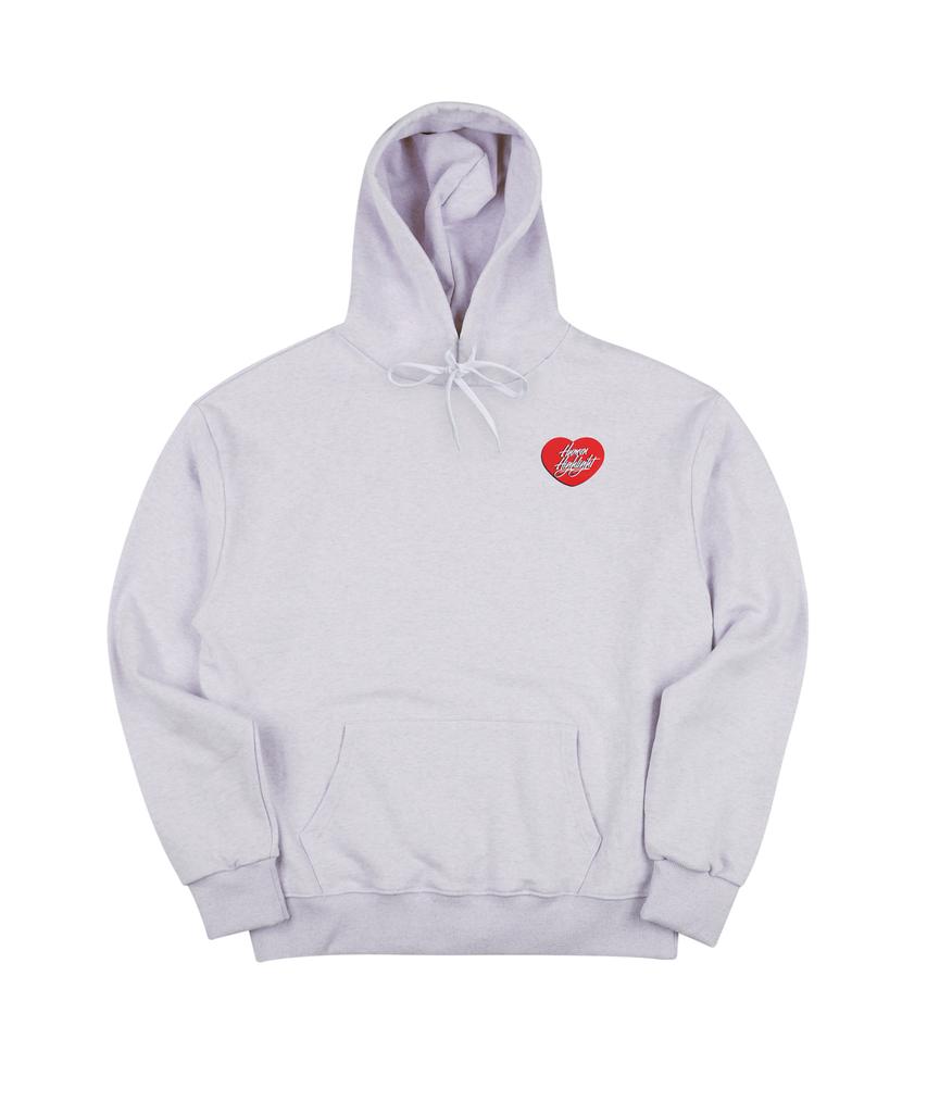 Human Highlight Small Heart Hoodie Light Gray Red