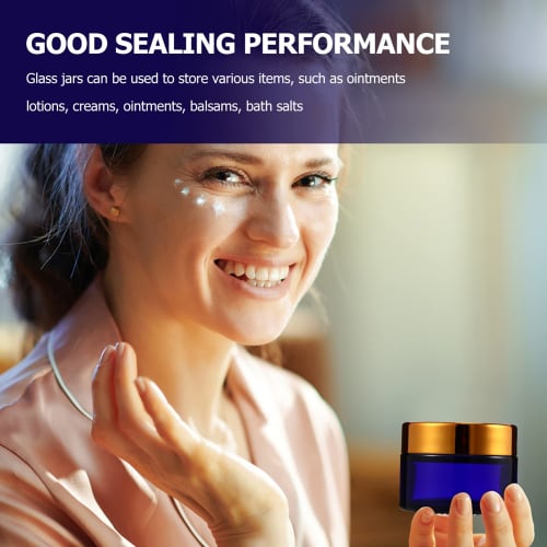 Lurrose Glass Cream Containers, 30g, Set of 12, Blue, 4x4x5cm