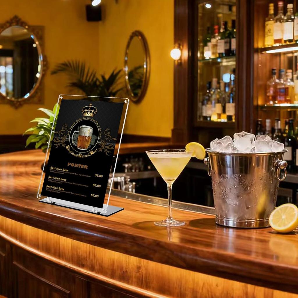 8.5"x11" Acrylic Sign Holder, 180° Adjustable Magnetic Code Sign Menu Stand, Double-Sided Clear Table Paper Display Holder For Office, Store,