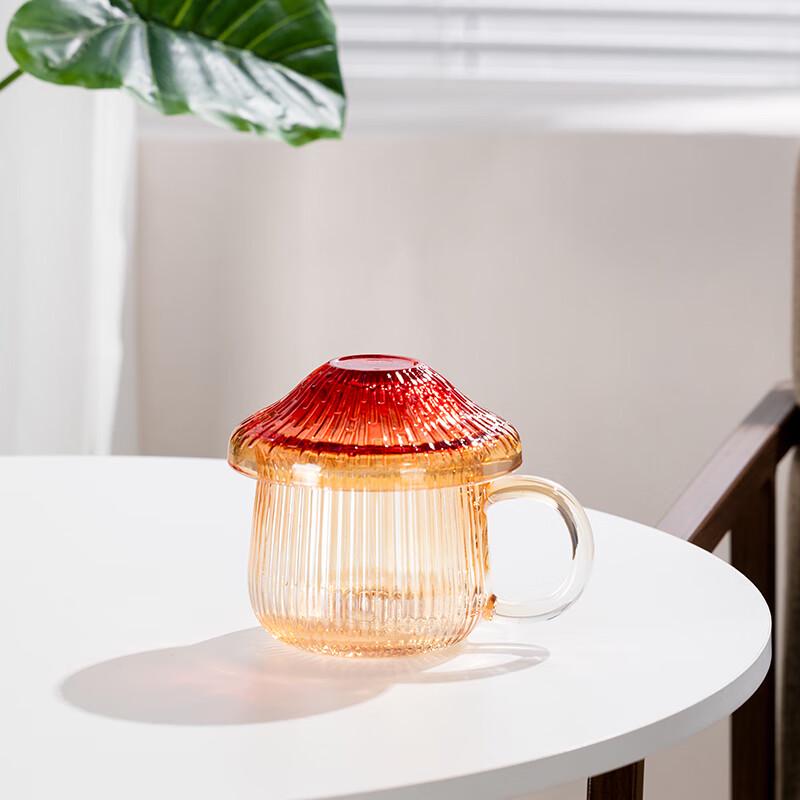 Creative Mushroom Glass Cup with Lid