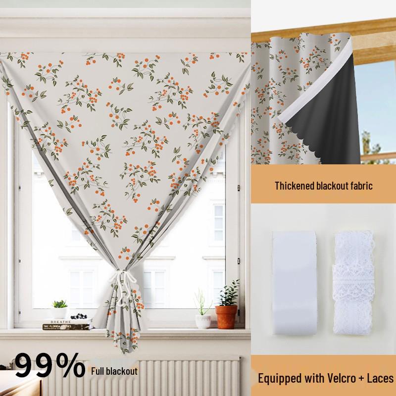 Easy-Install Blackout Curtain with Velcro for Bedroom & Balcony - Heat Insulation & Sun Protection
