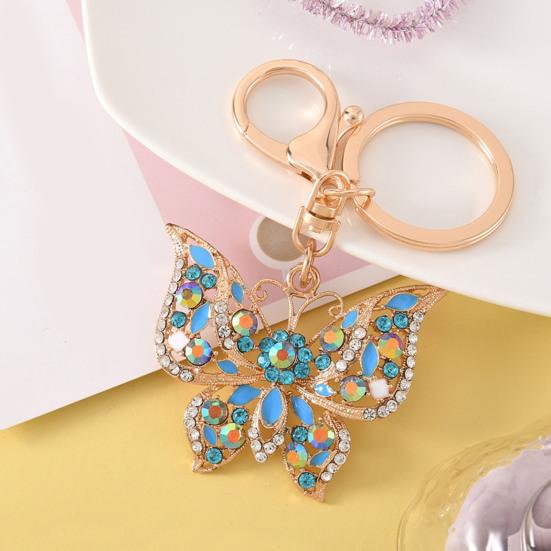 Rhinestone Butterfly Keychain Sparkly Butterfly Charm with Keyring Elegant Enamel Butterfly Keychain Gift for Women Girls