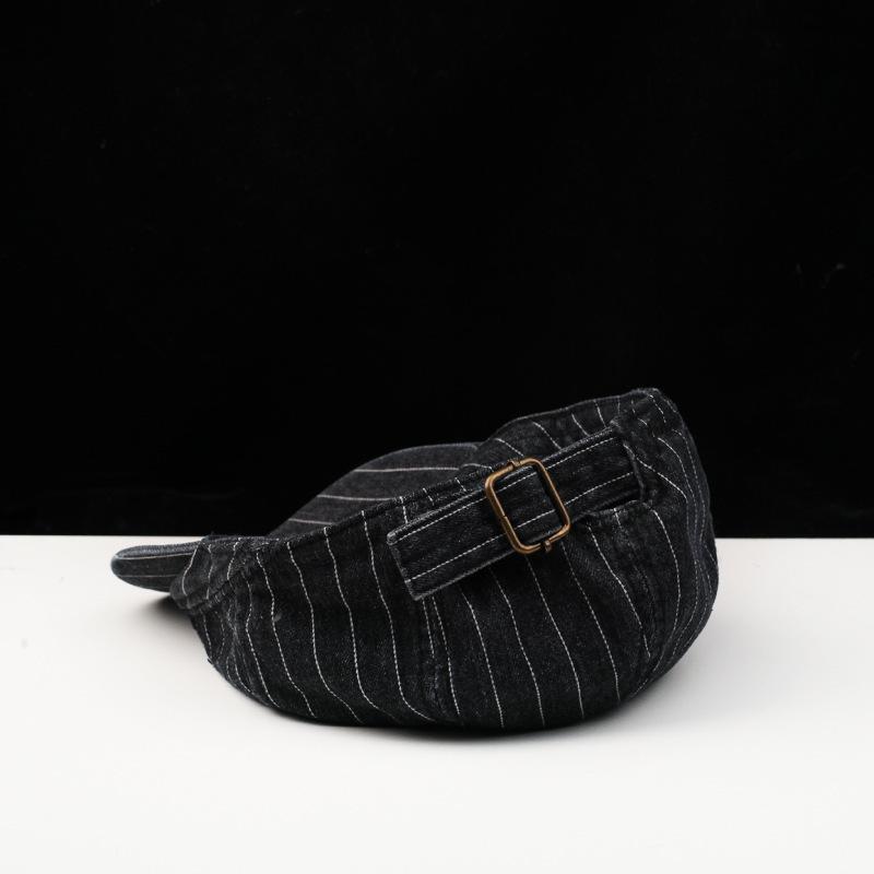 Hat Female Small Fresh Striped Octagonal Hat British Retro Artistic Painter Hat Cowboy Newsboy Hat