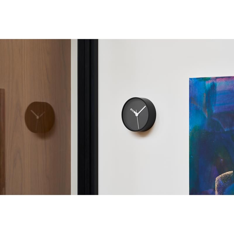 Lemnos Extra Normal Clock RM24-07 BK, Analog, Tabletop/Wall Clock, Black Aluminum