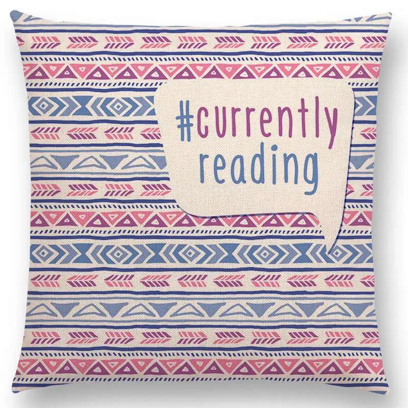 Tea Reading Books Pillow Case Home Decor Linen/cotton Cushion Cover Designer Pillow Cover for Sofa Bedroom Housse De Coussin