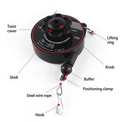 Industrial Grades Retractable Hook 1.2/3kg Load Capacity Tool Less Mounting System Nonslip Design Tool Hook Reel