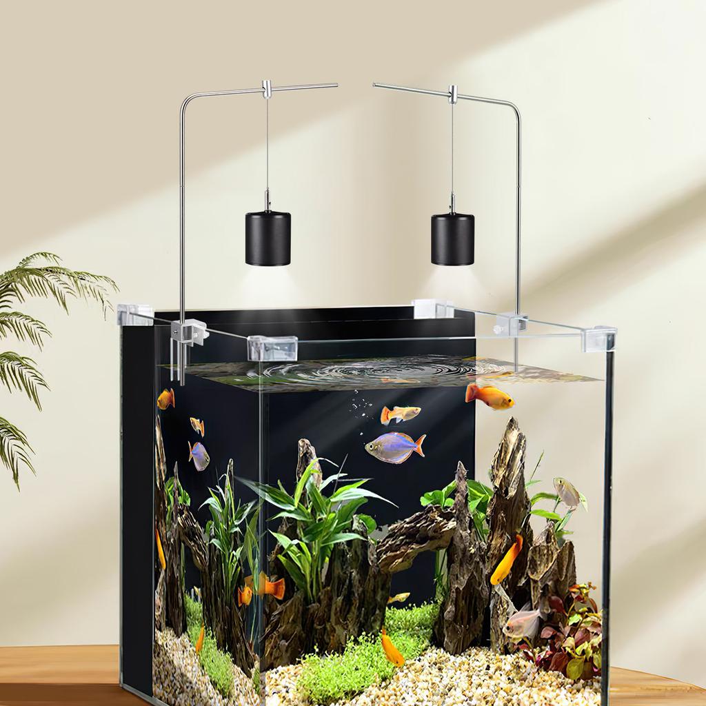 1Set Space Saving Adjustable Fish Tank Light Rack Premium Aluminum Alloy Construction Lamp Rack for Aquarium Lighting Fish Tank