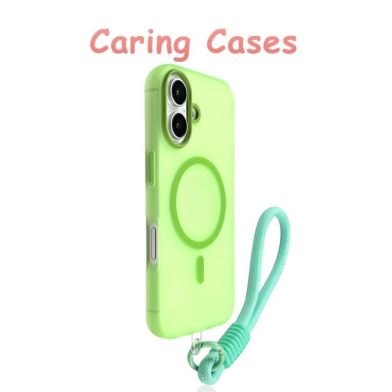 

For iPhone 17 Pro Max Case Jelly Green Magnetic Skin-Feel Lanyard Compatible with iPhone 16 15 14 13 12 11 iPhone17 зелений