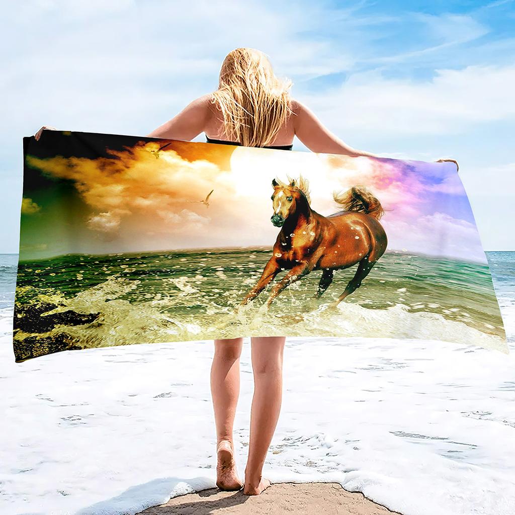 Grassland Horse Pattern Series Seaside Vacation Beach Towel Swimming Bath Towel Sports Towel