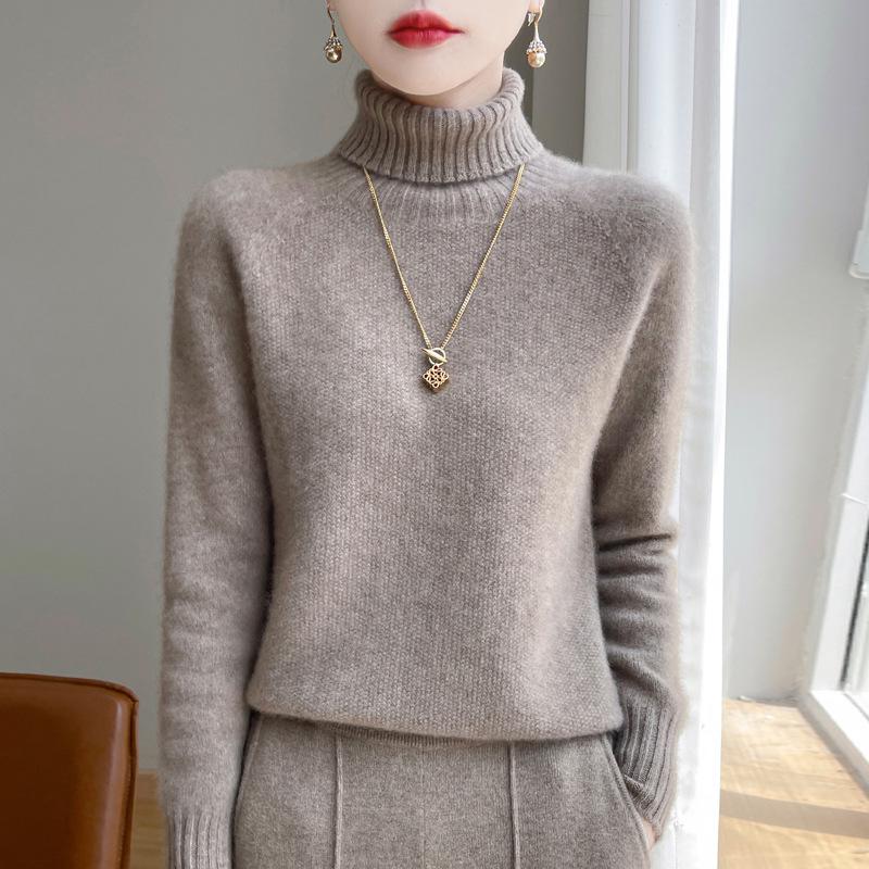 Women's Osmanthus Stitch High-Collar Wool Sweater: Versatile, Warm Autumn & Winter Knit Long Sleeve Base Layer