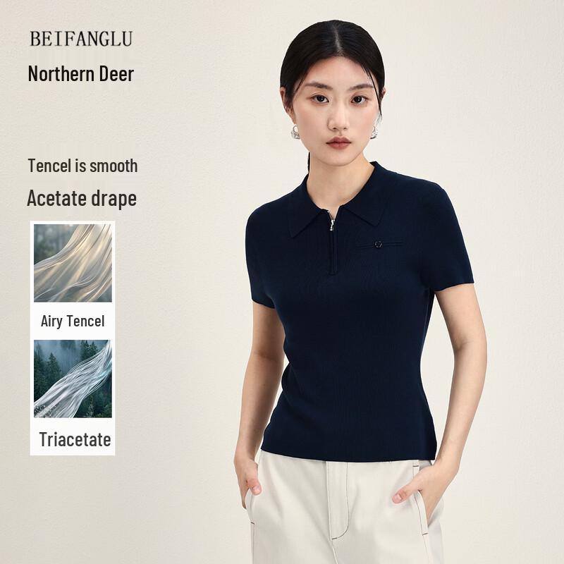Beifanglu Women s Luxury Knit POLO Shirt M темно-синий