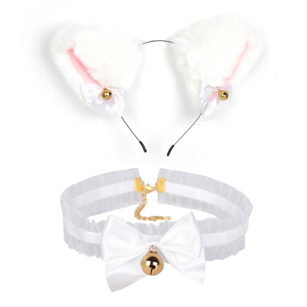 Cat Tail Bell Headband, Anal Plug, Nipple Clamps Flirting Set
