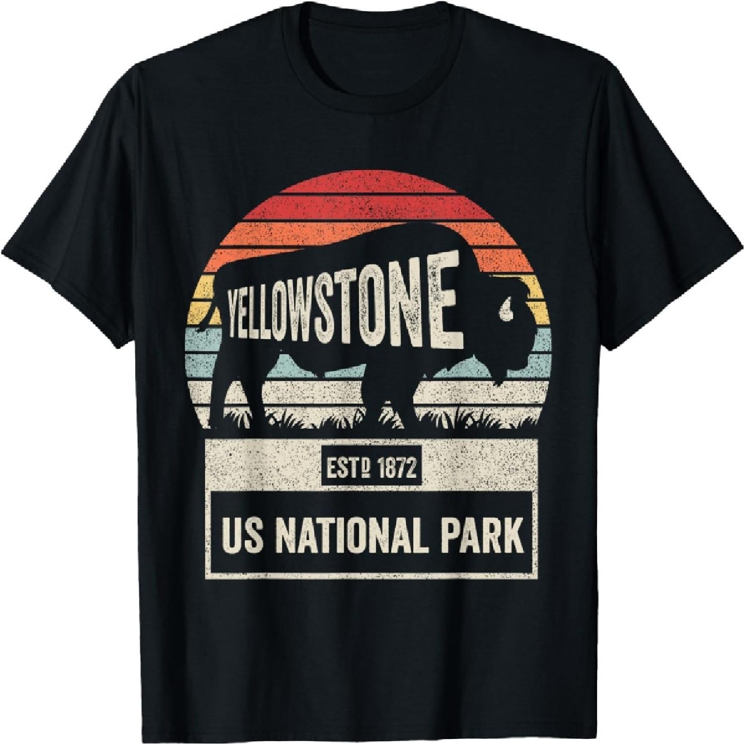 Ретро Винтаж Национальный Парк Йеллоустоун США Бизон Буйвол Футболка S
