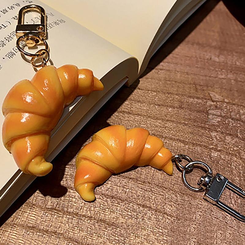 Simulation Food Toy Model Pendant Keyring Personalized Creative Croissant Package Student Children Gifts Keychain Ring Chain