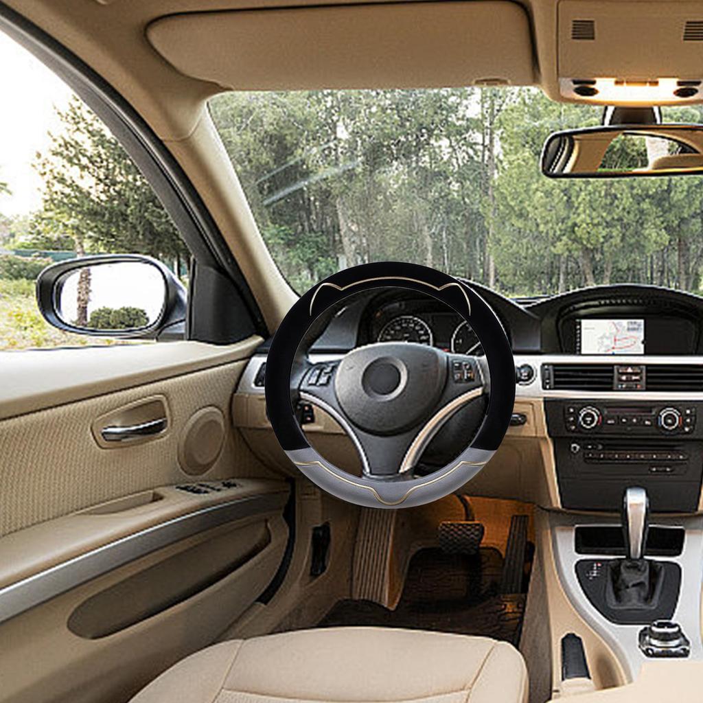 Steering Wheel Cover Cold Weather Non-Slip Plush Steering Wheel Protector Cover For Sedan Minivan Trucks Long Drive Road Trip