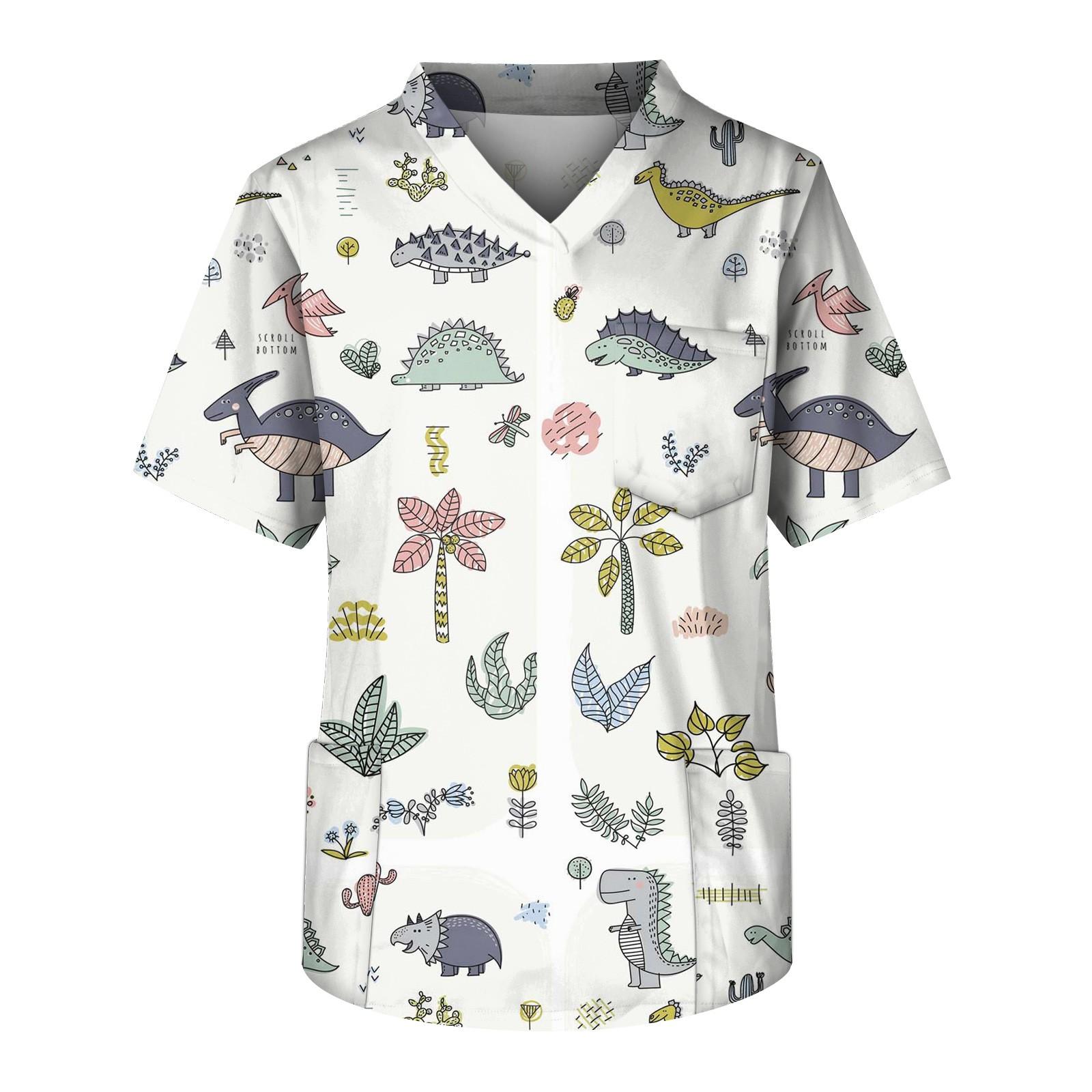 

Мужская рабочая блузка с короткими рукавами и v-образным вырезом с принтом, топ с нагрудным карманом XL белый