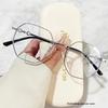 2pcs Neutral polygon frame transparent lens large metal frame retro fashion diamond shaped glasses