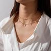 Einfache Doppelschicht-Choker-Halskette für Damen, modisch, kurze Anhänger, Mond, Stern, Schlüsselbein-Halskette, französischer Alltagsschmuck