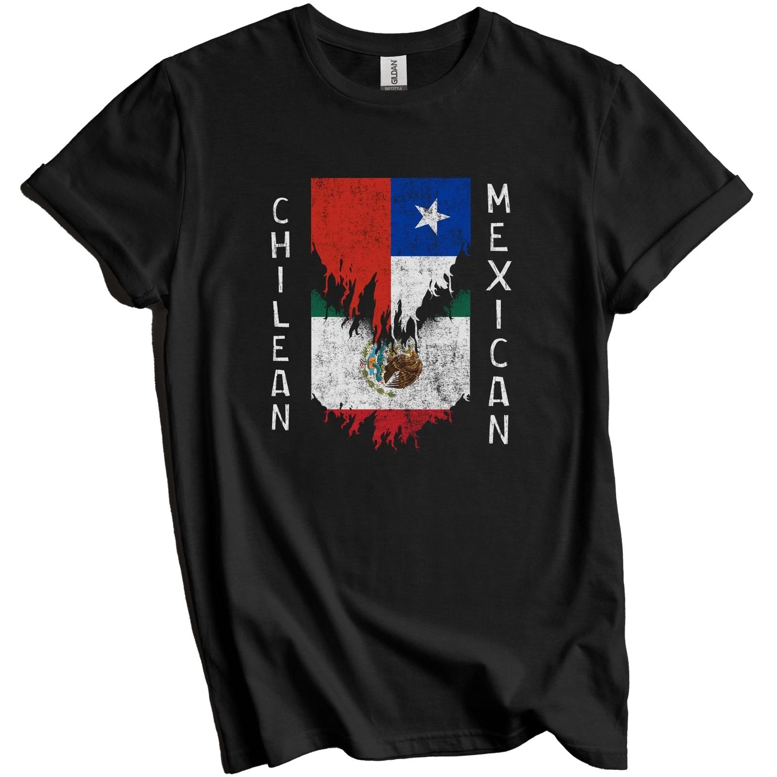 Chilean Mexican Flags Ripped Torn Chile Mexico T-Shirt 2XL