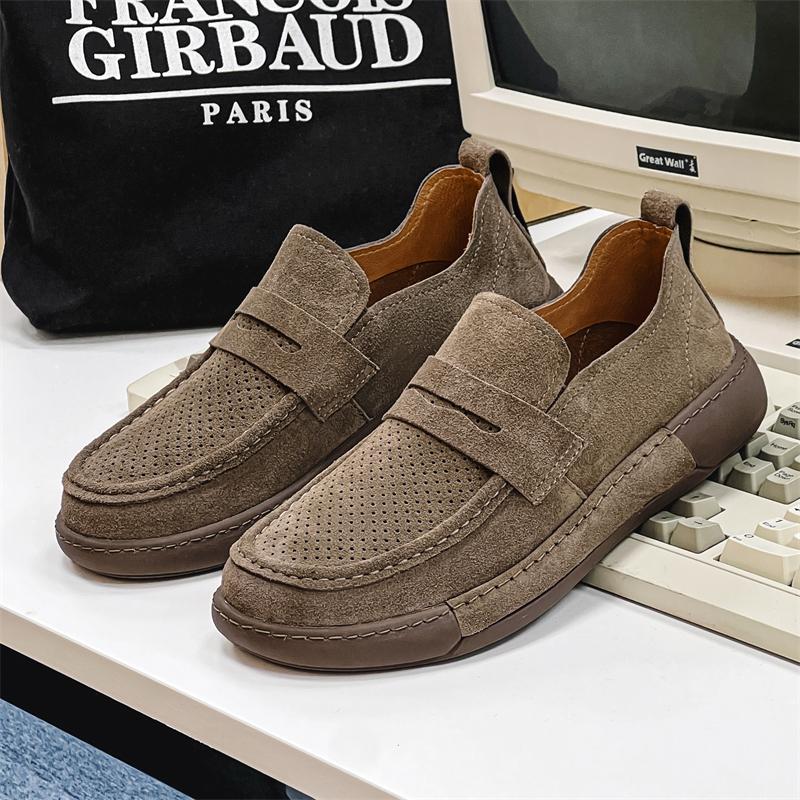 2024 г. Мужские повседневные дышащие туфли из натуральной кожи с ручной строчкой — фото 5