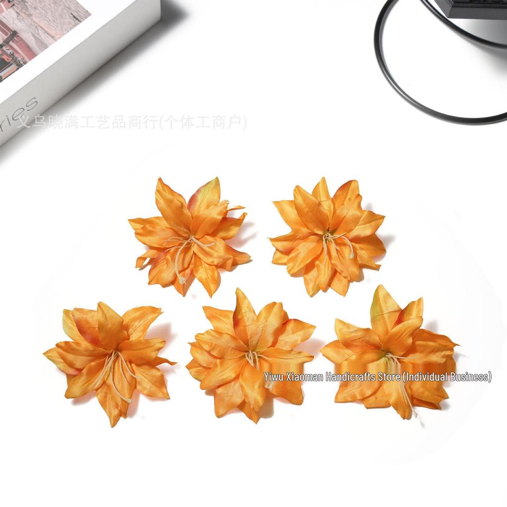 Morandi Color Double Petal Lily Hair Clips - Ancient Style Hanfu Hairpins & Scholar Hat Accessories DIY Materials.