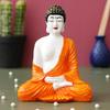 Orange White Resin Handcrafted Meditating Lord Buddha Statue for Living Room Home Decor Office |