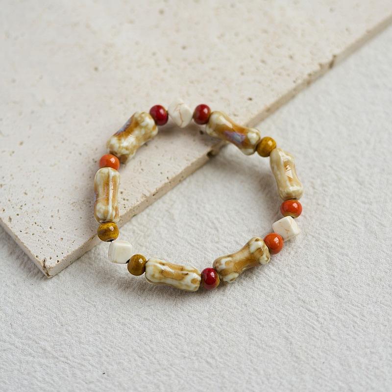 Literary Bracelet Maillard Color Jingdezhen Ceramic Bracelet Female Gift Student National Style Creative National Style Accessories
