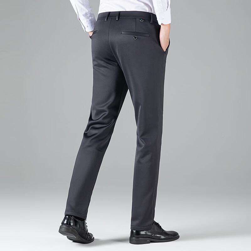 Yalu Men's Business Casual Straight-Leg Fleece-Lined Trousers