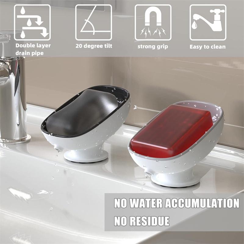 Porta-sabonete Auto Drenante para Pia Banheiro Prato de Sabonete com Design de Ventosa Não Perfurado Fácil de Limpar Porta-sabonete em Barra JAF267