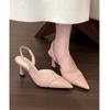 High Quality Buckle Pumps Women Sandals Fashion Shallow Thin Heels Pointed Toe Slingback Mules Shoes tacones escarpins femmes