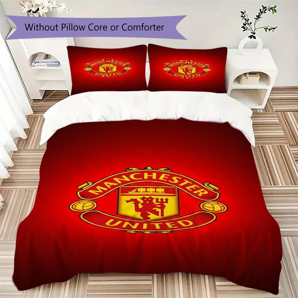 Manchester Unitedaa Pattern Bedding Uilt Set Uilt Cover Pillowcase Home Decoration Birthday Gift (1 * Duvet Cover + 2 * Pillowcase Without Core)