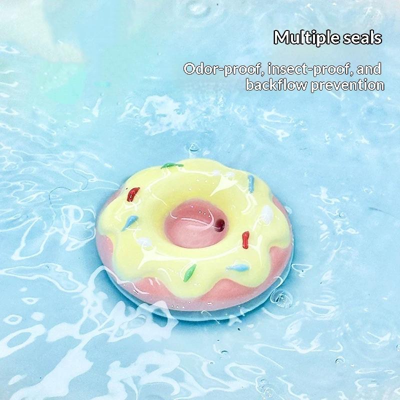 Cute Ceramic Donuts Up Basin Sink Drain Stopper Bathroom Shower Strainer Covers Home Decor Water Floor Drains Hardware Tool