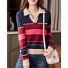 Demana Women's Striped V-Neck Knit Top