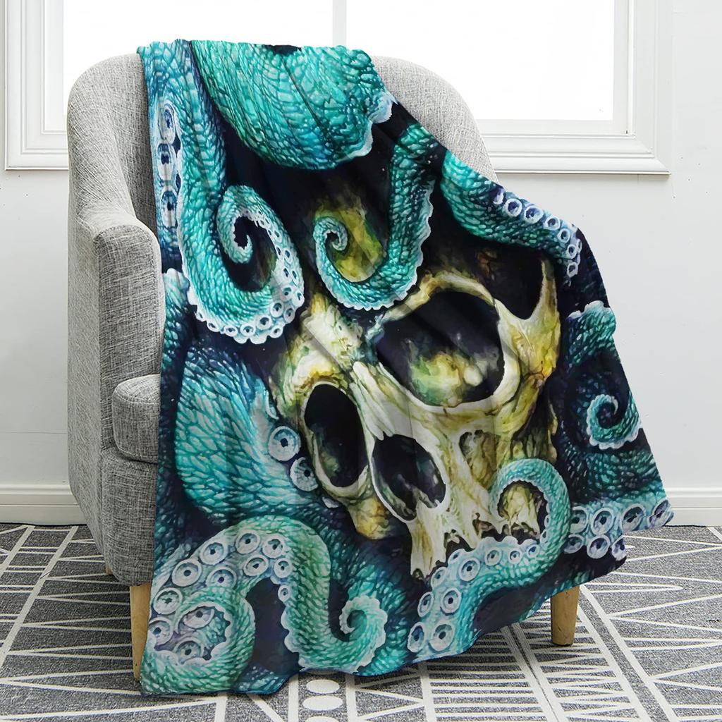 Marine animal cartoon animation digitalprinted polyester velvet flannel cover blanket Fleece soft sofa cover blankets for beds