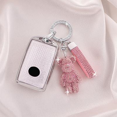 White Diamond Pattern TPU for Mazda 3 Axela CX-30 DM 2020 2021 2022 2023 Smart Remote Car Key Case Cover Fob Holder Bag Keychain