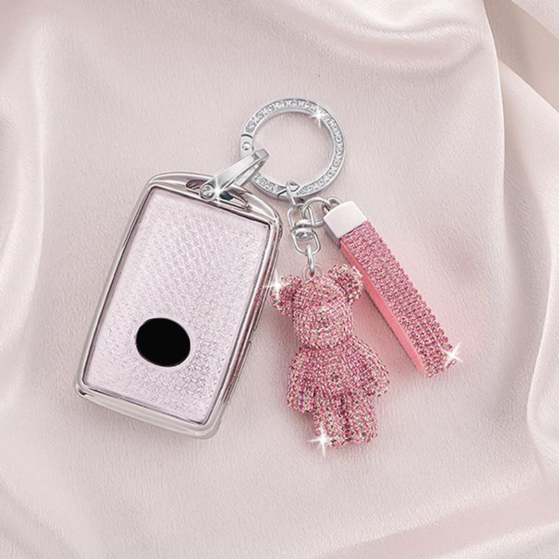 White Diamond Pattern TPU for Mazda 3 Axela CX-30 DM 2020 2021 2022 2023 Smart Remote Car Key Case Cover Fob Holder Bag Keychain