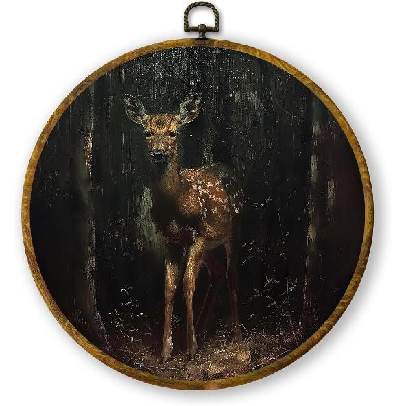 QZQE Vintage Western Cowboy Oval Wall Art Decor Framed, Rustic Country Cowboy Rodeo Oval Canvas Prints, Retro Western Horse Wall Hanging Decor for