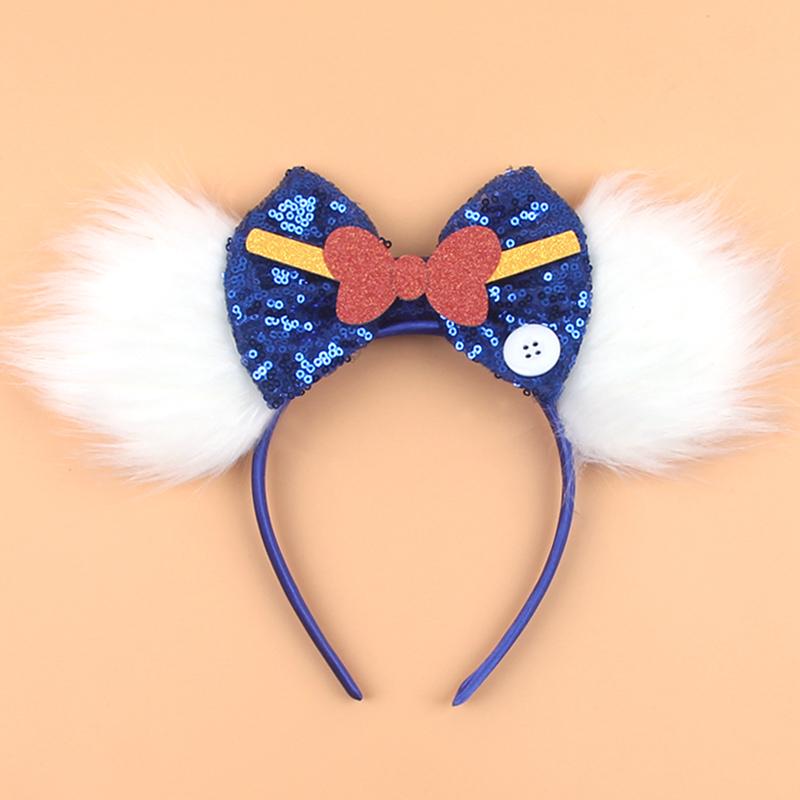 Cartoon Character Mouse Ears Headband Sequins 5" Bow Hairband For Girls Children Festival Party DIY Hair Accessories Gift