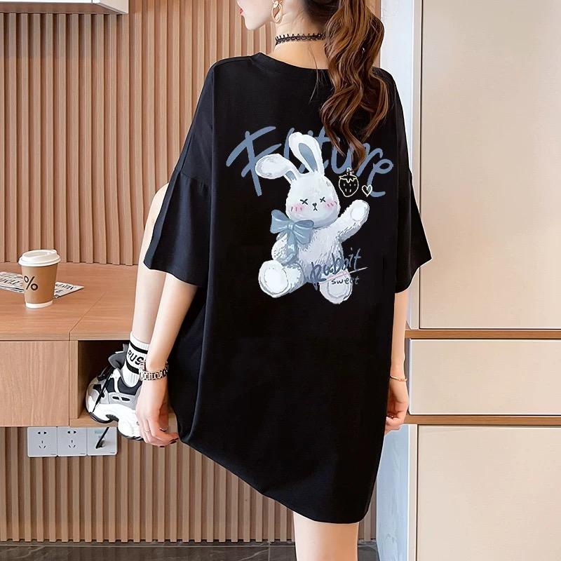 Large Size Pure Cotton T-shirts for Women Summer Cute Cartoon Print Hip Hop Streetwear Casual T Shirt Female Harajuku Oversized Short Sleeve Y2k Tops