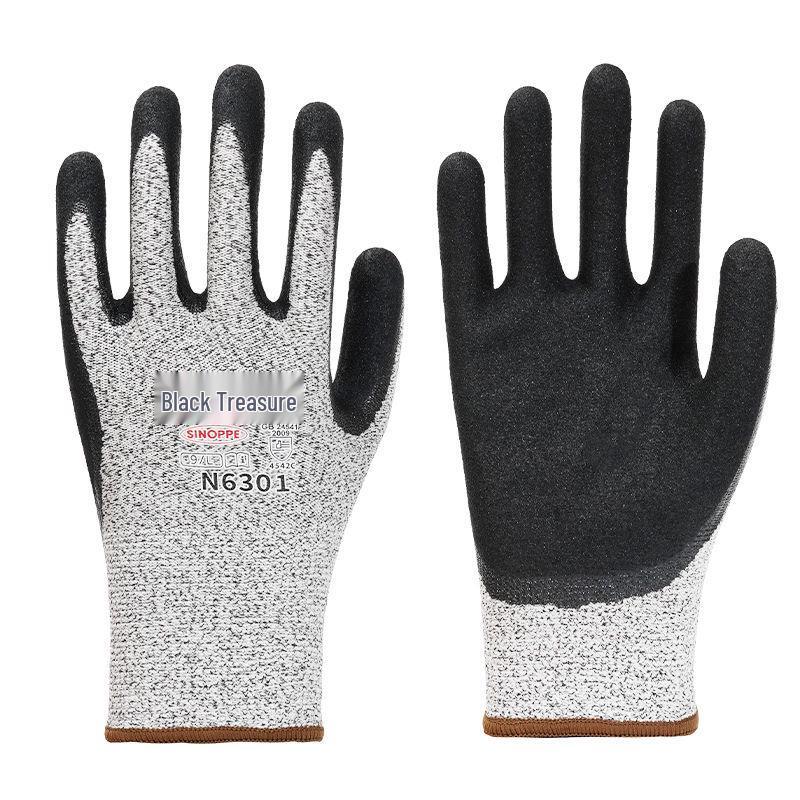 Level 5 Cut-Resistant Oil & Wear-Resistant Nitrile Gloves for Anti-Slip Construction & Labor Protection.