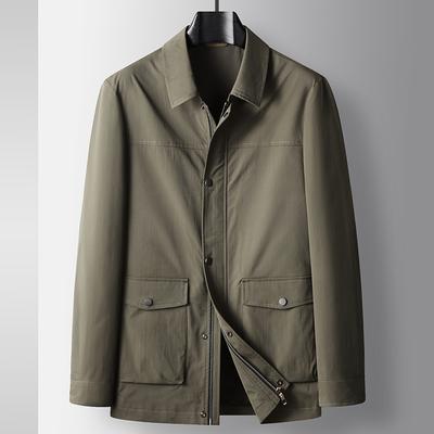Spring and Autumn Lapel Hunting Version Business Top Middle-aged and Young Light Luxury Casual Zipper Jacket Tide