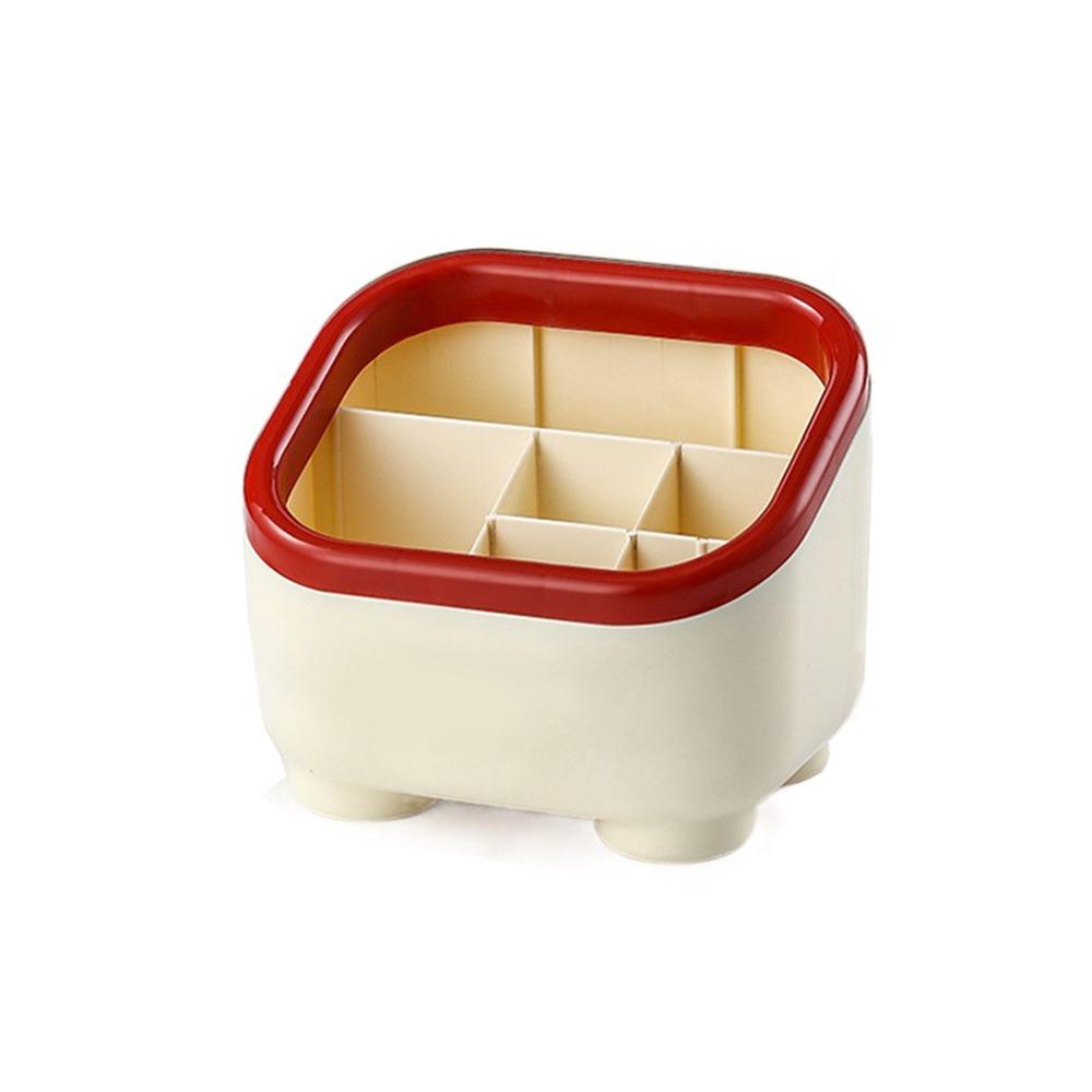 

Cartoon Stationery Storage Box Multi Grid Pencil Organizer Simple Cute Pencil Cup Home красный